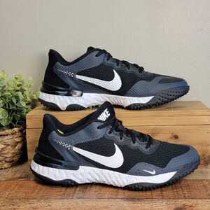 Nike 8.5 Alpha Huarache 3 Elite Turf Baseball Shoes Black Iron Grey Green Men's